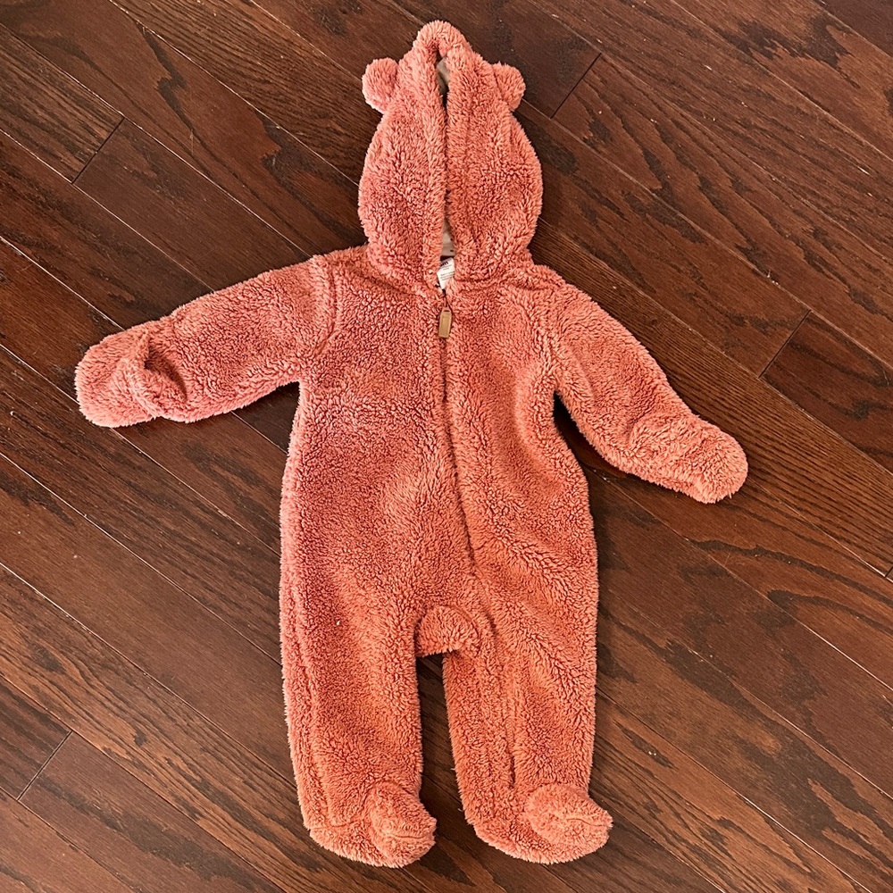 Carter's Plush Pink One Piece with Bear Hood